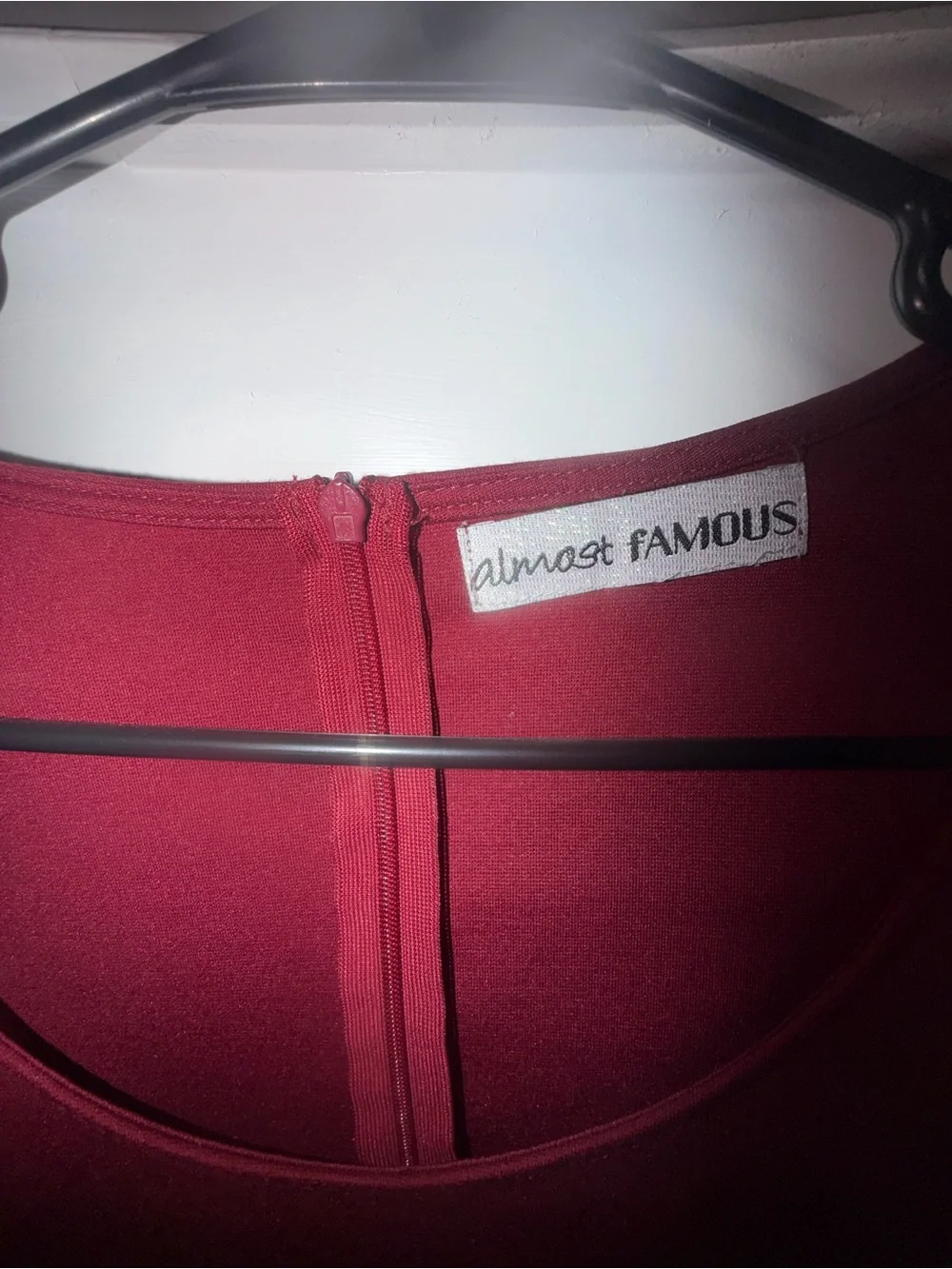 Almost Famous Burgundy and Black Panel Midi Dress